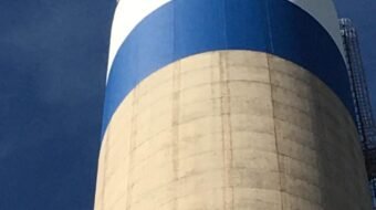 Cement Stack Painted on Rope Access KC international JOb